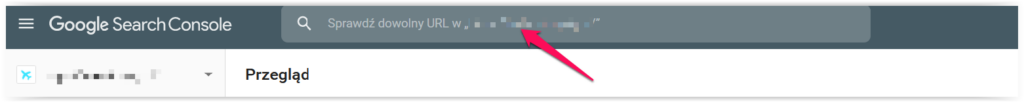 Pole sprawdzania adresu URL w Google Search Console