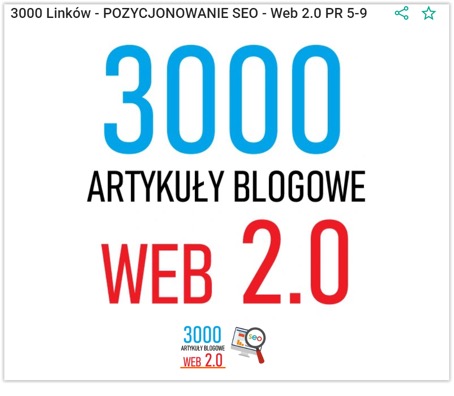 Oferta tysięcy tanich linków SEO typu web 2.0 w serwisie aukcyjnym