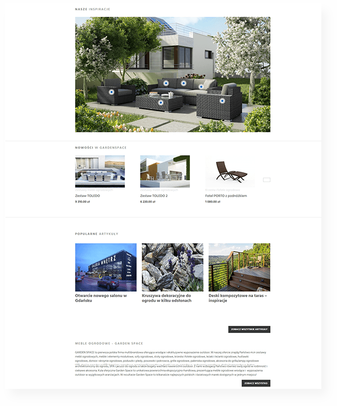 Gardenspace.pl – widok podstrony sklepu